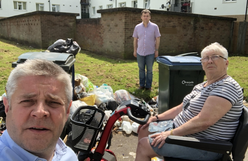 Cllrs Male and Ridley with residents at Gibbons Close