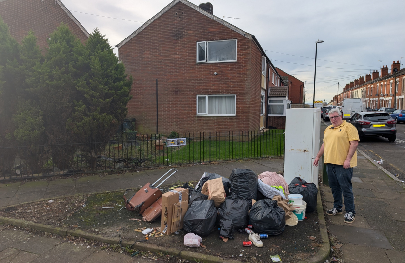 Campaigner Frank Beechey highlighting the city's fly-tipping problem