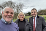 Cllr Peter Male with Cllr Julia Lepoidevin and Cllr Gary Ridley at Juniper Park