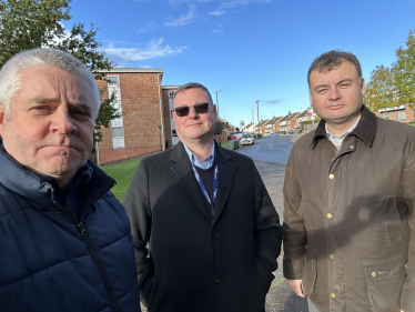 Cllr Peter Male with local resident Marcus Deane and Cllr Gary Ridley