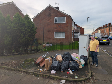 Campaigner Frank Beechey highlighting the city's fly-tipping problem